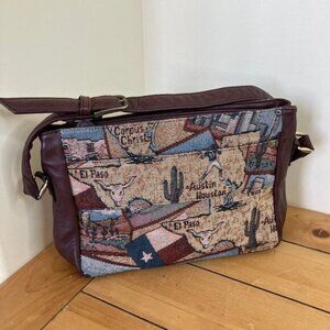 SAS Texas Tapestry Organizer Purse Shoulder Bag Amarillo El Paso Vintage Y2K